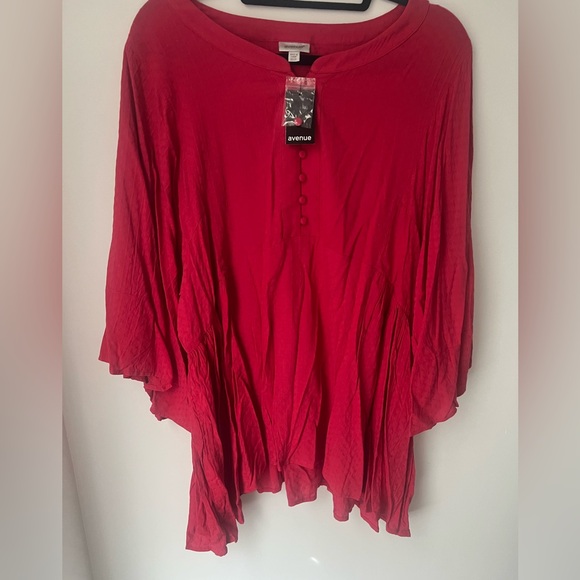 AVENUE Red Tunic Dobby Popover NWT Size 22/24 or 2X - Picture 2 of 16